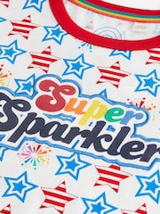 Little Bird by Jools Oliver Red Short Sleeve Raglan Super Sparkler Celebration T-Shirt - Image 3 of 6