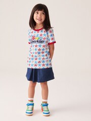 Little Bird by Jools Oliver Red Short Sleeve Raglan Super Sparkler Celebration T-Shirt - Image 5 of 6