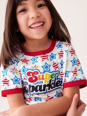 Little Bird by Jools Oliver Red Short Sleeve Raglan Super Sparkler Celebration T-Shirt - Image 6 of 6