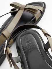 Khaki Green Forever Comfort ® Leather Bow Sandals - Image 8 of 8