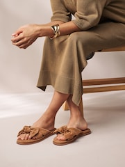 Tan Brown Forever Comfort® Bow Mule Sandals - Image 1 of 7
