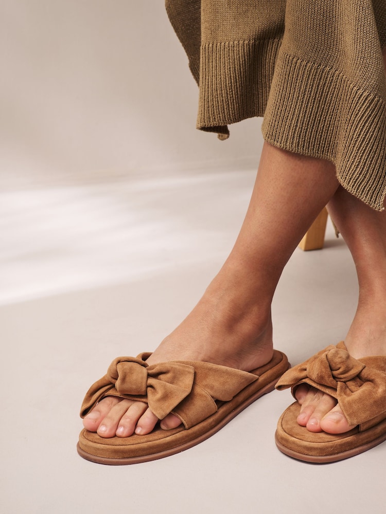 Tan Brown Forever Comfort® Bow Mule Sandals - Image 2 of 7