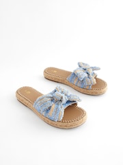 Blue Bow Flatform Espadrille Sandals - Image 1 of 7