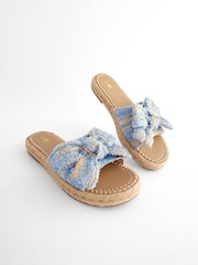 Blue Bow Flatform Espadrille Sandals - Image 3 of 7