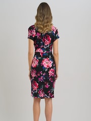 Gina Bacconi Black Paulette Twist Knot Cape Sleeve Floral Dress - Image 3 of 6