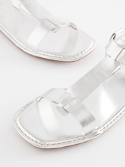 Silver Regular/Wide Fit Forever Comfort® Leather T-Bar Sandals - Image 5 of 7