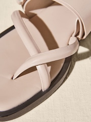 Bone Premium Leather Forever Comfort® Cross Toe Post Sandals - Image 4 of 4