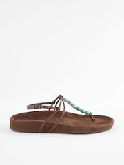 Chocolate Brown Forever Comfort® Beaded Toe Post Sandals - Image 1 of 5