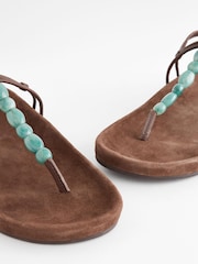 Chocolate Brown Forever Comfort® Beaded Toe Post Sandals - Image 3 of 5