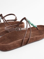 Chocolate Brown Forever Comfort® Beaded Toe Post Sandals - Image 4 of 5