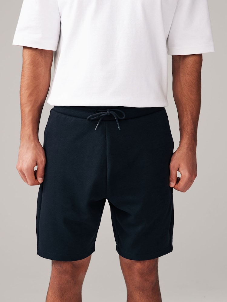 Black Straight Fit Zip Pocket Jersey Shorts - Image 1 of 9