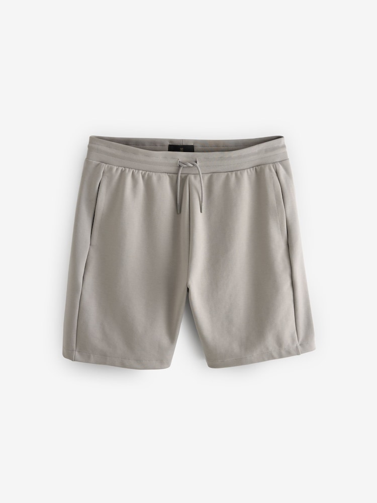 Grau - Gerade Passform - Jersey-Shorts mit Reißverschlusstaschen - Image 6 of 9