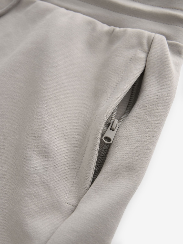 Grey Straight Fit Zip Pocket Jersey Shorts - Image 9 of 9