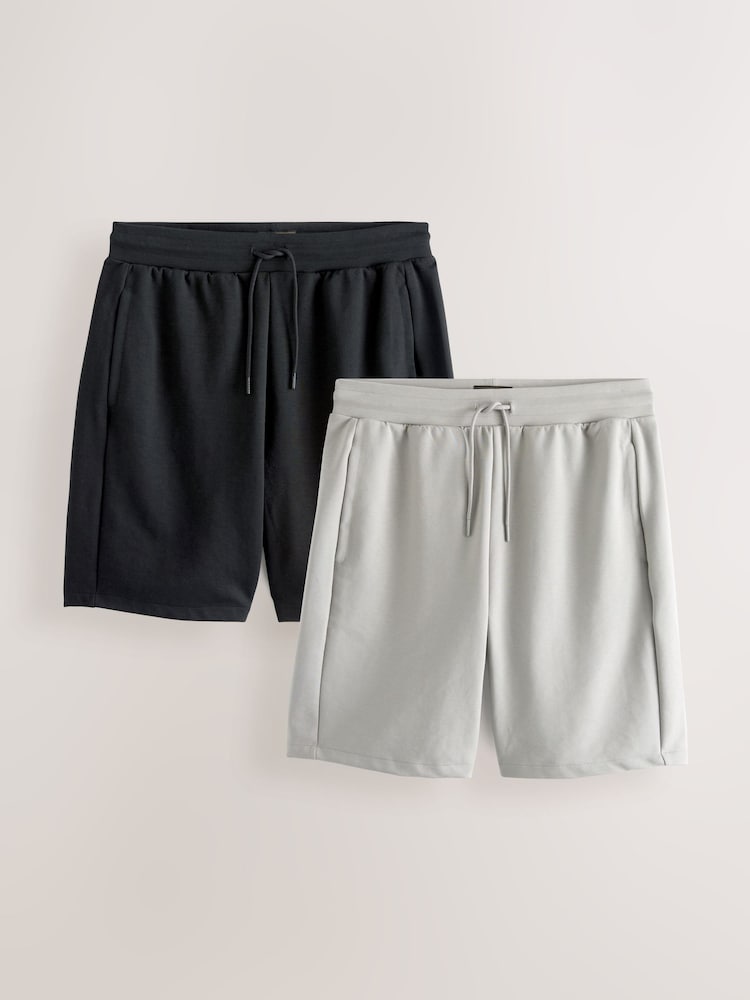 Black/Grey Zip Pocket Jersey Shorts 2 Pack - Image 1 of 13