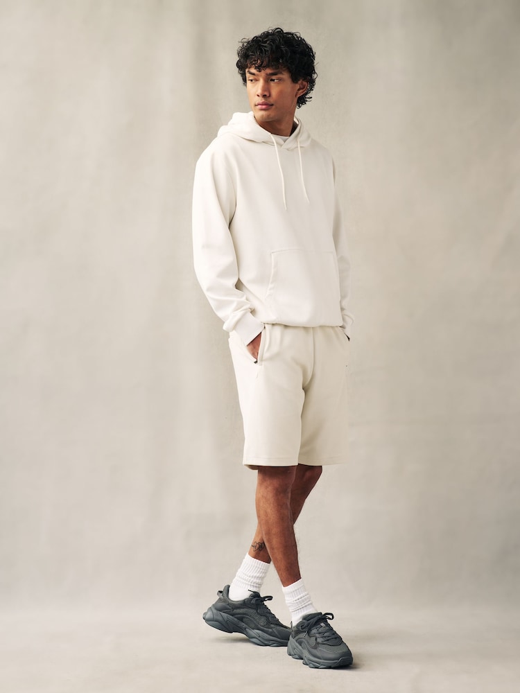 Ecru - Gerade Passform - Jersey-Shorts mit Reißverschlusstaschen - Image 3 of 8