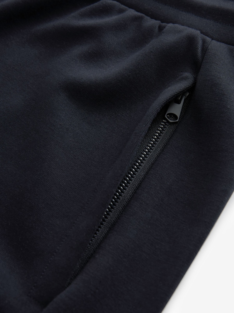 Navy Blue Straight Fit Zip Pocket Jersey Shorts - Image 8 of 8