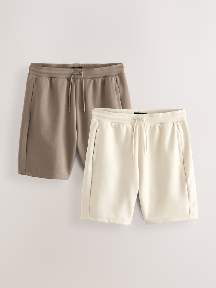 Ecru, Natur - Jersey-Shorts mit Reißverschlusstasche, 2er-Pack - Image 1 of 1