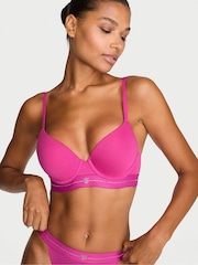 Victoria's Secret Pink Fire Full Cup Push Up Shine Logo Cotton Bra - Image 1 of 2