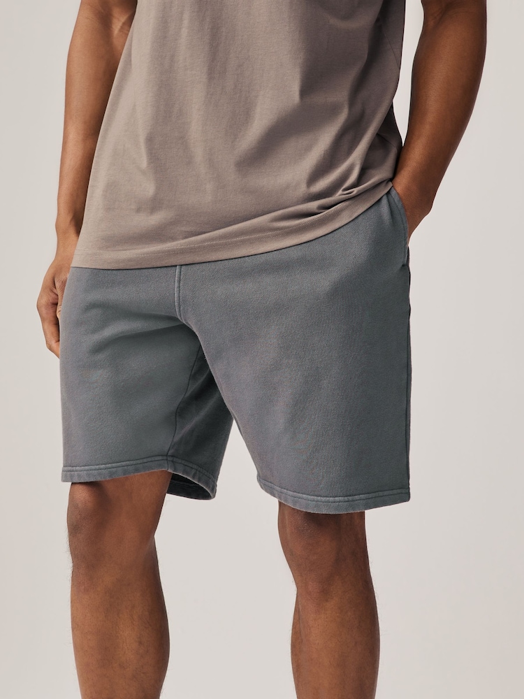 Slate Grey Garment Dye 100% Cotton Jersey Shorts - Image 1 of 8