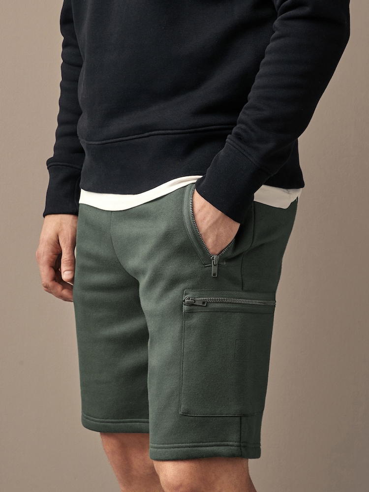 Dark Green Utility Jersey Shorts - Image 1 of 8