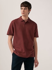Grey/Clay Red/Ecru Textured Regular Fit Short Sleeve Jersey Polo Shirts 3 Pack - Image 4 of 12
