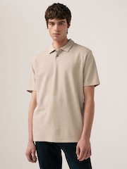 Grey/Clay Red/Ecru Textured Regular Fit Short Sleeve Jersey Polo Shirts 3 Pack - Image 5 of 12