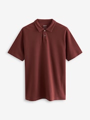 Grey/Clay Red/Ecru Textured Regular Fit Short Sleeve Jersey Polo Shirts 3 Pack - Image 9 of 12