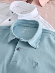 Ecru White/Pink/Blue Regular Fit Short Sleeve Jersey Polo Shirts 3 Pack - Image 11 of 11