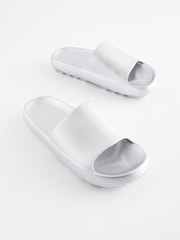 Silver Metallic Beach Chunky Sliders - Image 1 of 5