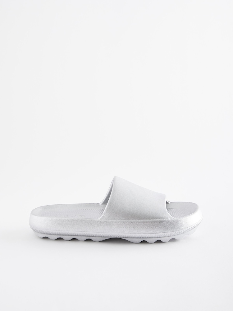 Silver Metallic Beach Chunky Sliders - Image 2 of 5