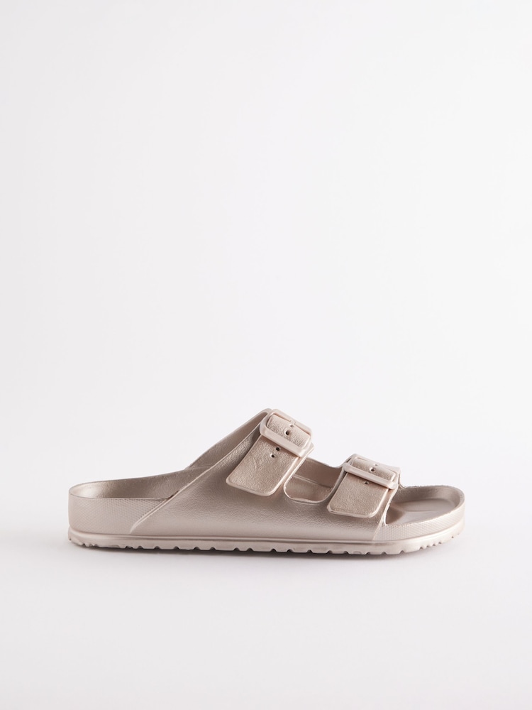 Roségold - Eva Flache Sandalen mit Doppelriemen und verstellbaren Schnallen - Bild 2 von 5 Roségold - Eva Flache Sandalen mit Doppelriemen und verstellbaren Schnallen - Bild 2 von 5