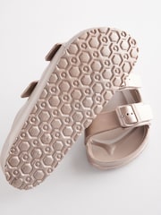 Rose Gold EVA Double Strap Flat Slider Sandals With Adjustable Buckles - Image 5 of 5
