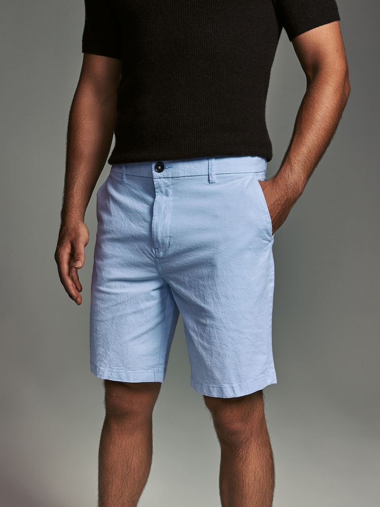 Navy/Light Blue Oxford Slim Fit Stretch Chino Shorts 2 Pack - Image 2 of 11