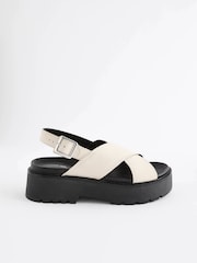 Bone Regular/Wide Fit Leather Chunky Cross Strap Sandals - Image 6 of 9
