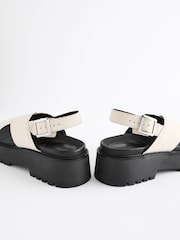 Bone Regular/Wide Fit Leather Chunky Cross Strap Sandals - Image 8 of 9