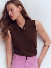 Boden Brown Chloe Henley Knitted Tank - Image 3 of 7
