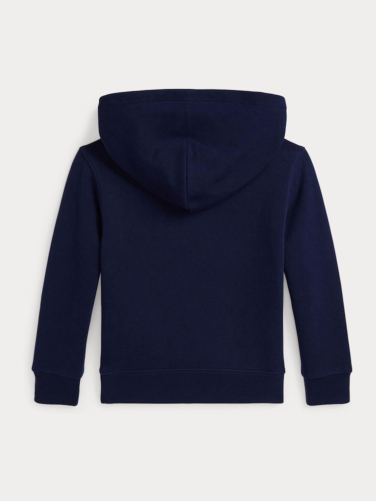 Polo Ralph Lauren Boy Navy Polo Bear Fleece Hoodie - Image 2 of 2 Polo Ralph Lauren Boy Navy Polo Bear Fleece Hoodie - Image 2 of 2