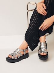 Pewter Forever Comfort® Chunky Strappy Sandals - Image 1 of 8