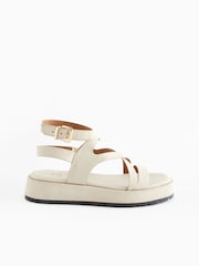 Bone White Forever Comfort® Leather Strappy Flatform Sandals - Image 3 of 6