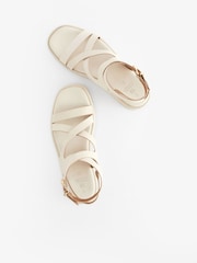 Bone White Forever Comfort® Leather Strappy Flatform Sandals - Image 4 of 6