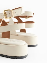 Bone White Forever Comfort® Leather Strappy Flatform Sandals - Image 5 of 6