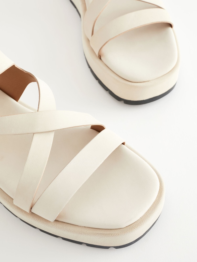 Bone White Forever Comfort® Leather Strappy Flatform Sandals - Image 6 of 6 Bone White Forever Comfort® Leather Strappy Flatform Sandals - Image 6 of 6
