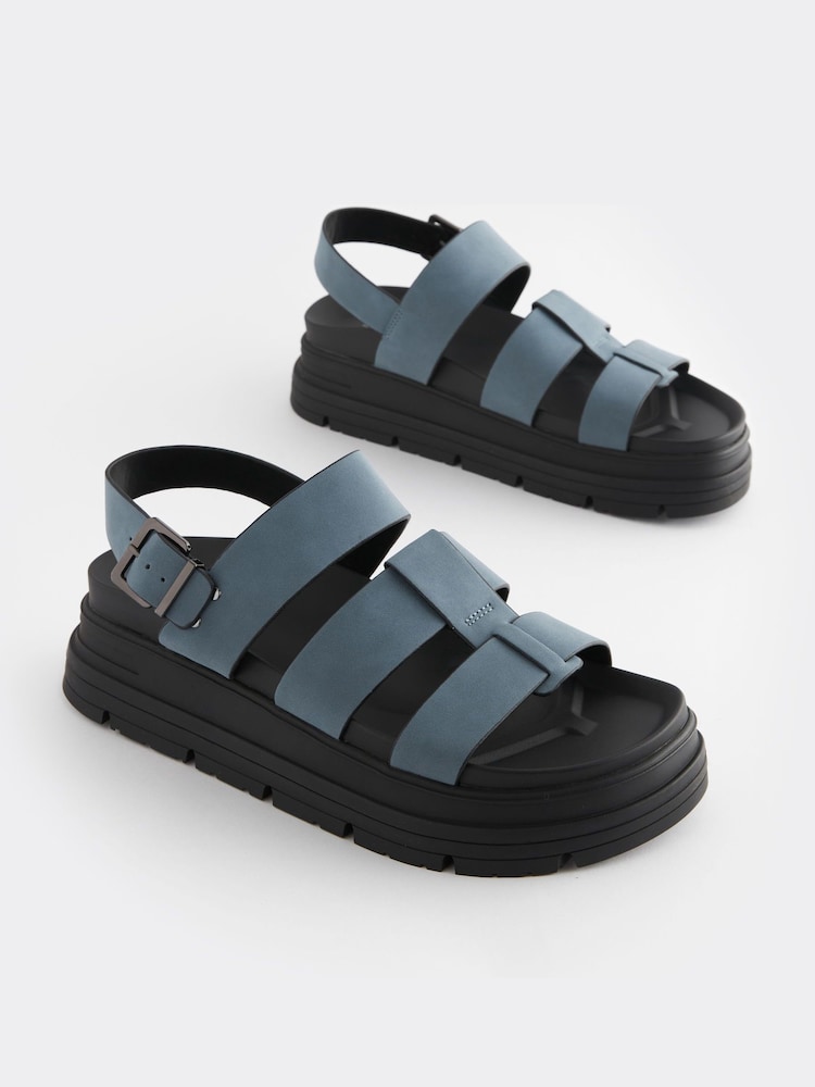 Blue Regular/Wide Fit Gladiator Chunky Platform Sandals - Image 2 of 6