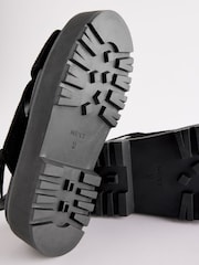 Black Regular/Wide Fit Leather Chunky Cross Strap Sandals - Image 6 of 7