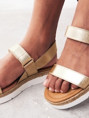 Gold Forever Comfort® Leather Velcro Straps Sandals - Image 2 of 7