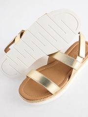 Gold Forever Comfort® Leather Velcro Straps Sandals - Image 7 of 7