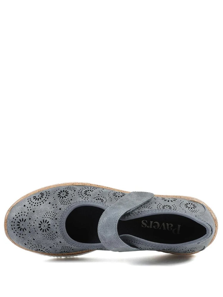 Pavers Blue Cushioned Touch Fasten Mary Janes Shoes - Image 2 of 5