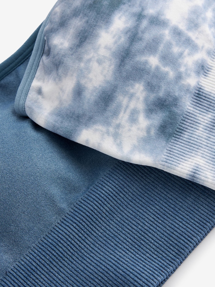 Navy Tie Dye Print/Blue Seamfree Bandeau Bras 2 Pack - Image 9 of 9