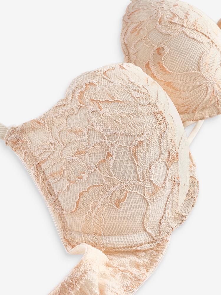 Cream Super Push Up Floral Lace Bra - Image 7 of 7