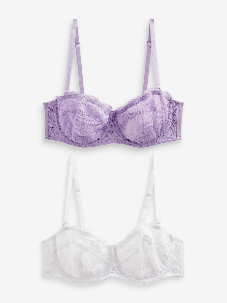 Lilac Purple/White Non Pad Strapless Bras 2 Pack - Image 7 of 10
